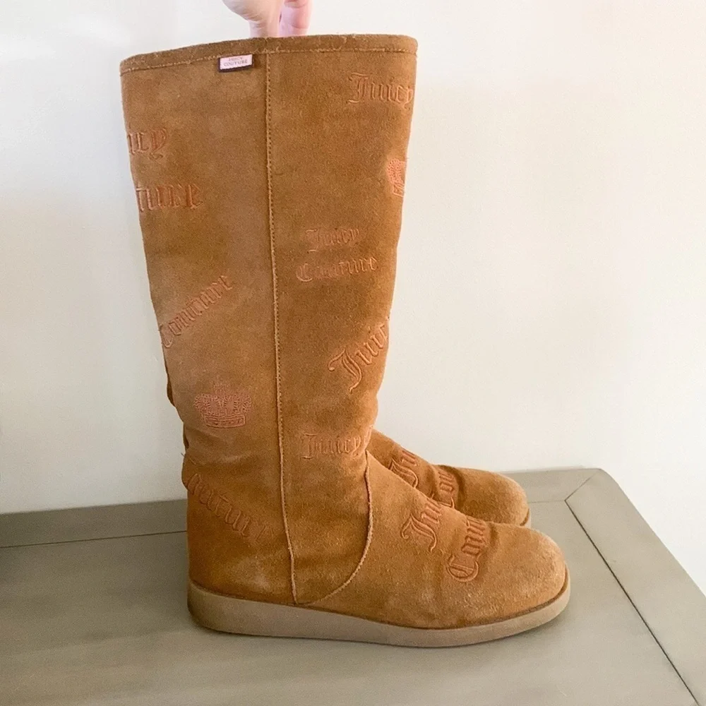Juice Couture Angel Logo Boots Suede Winter Faux Shearling lining 11